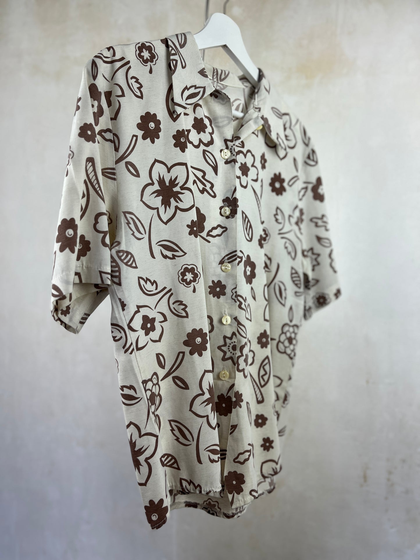 Chemise fleurs marron taille 40 - VINTAGE