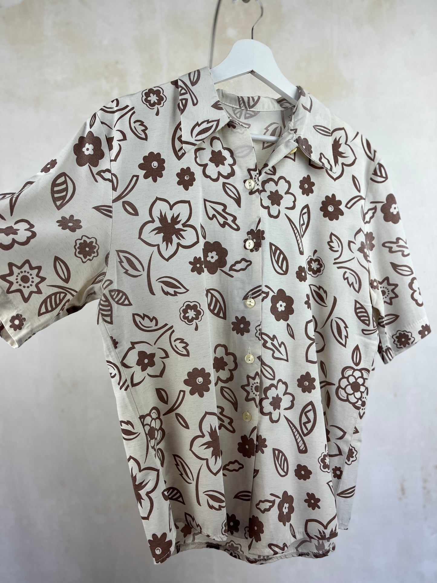 Chemise fleurs marron taille 40 - VINTAGE