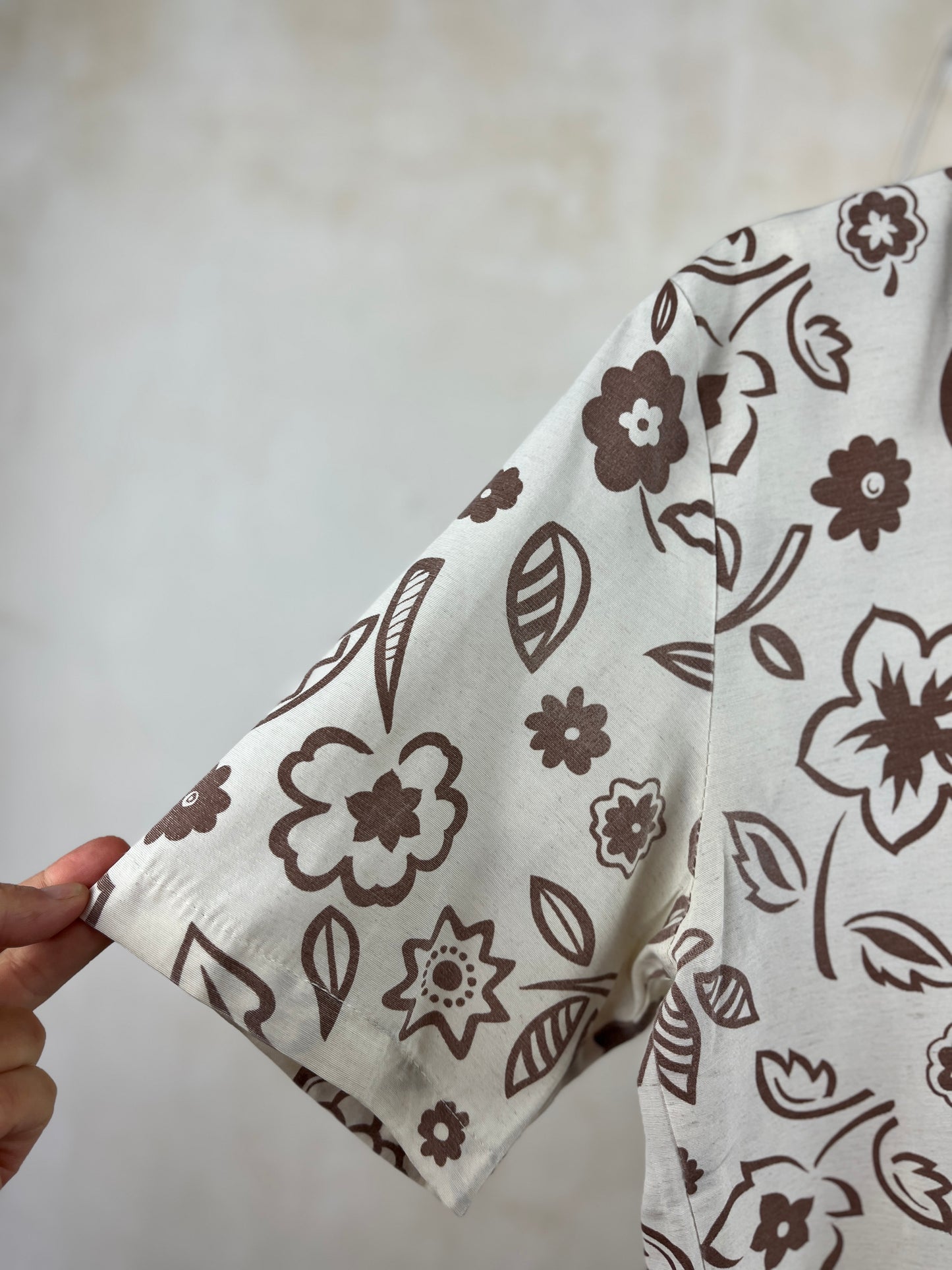 Chemise fleurs marron taille 40 - VINTAGE