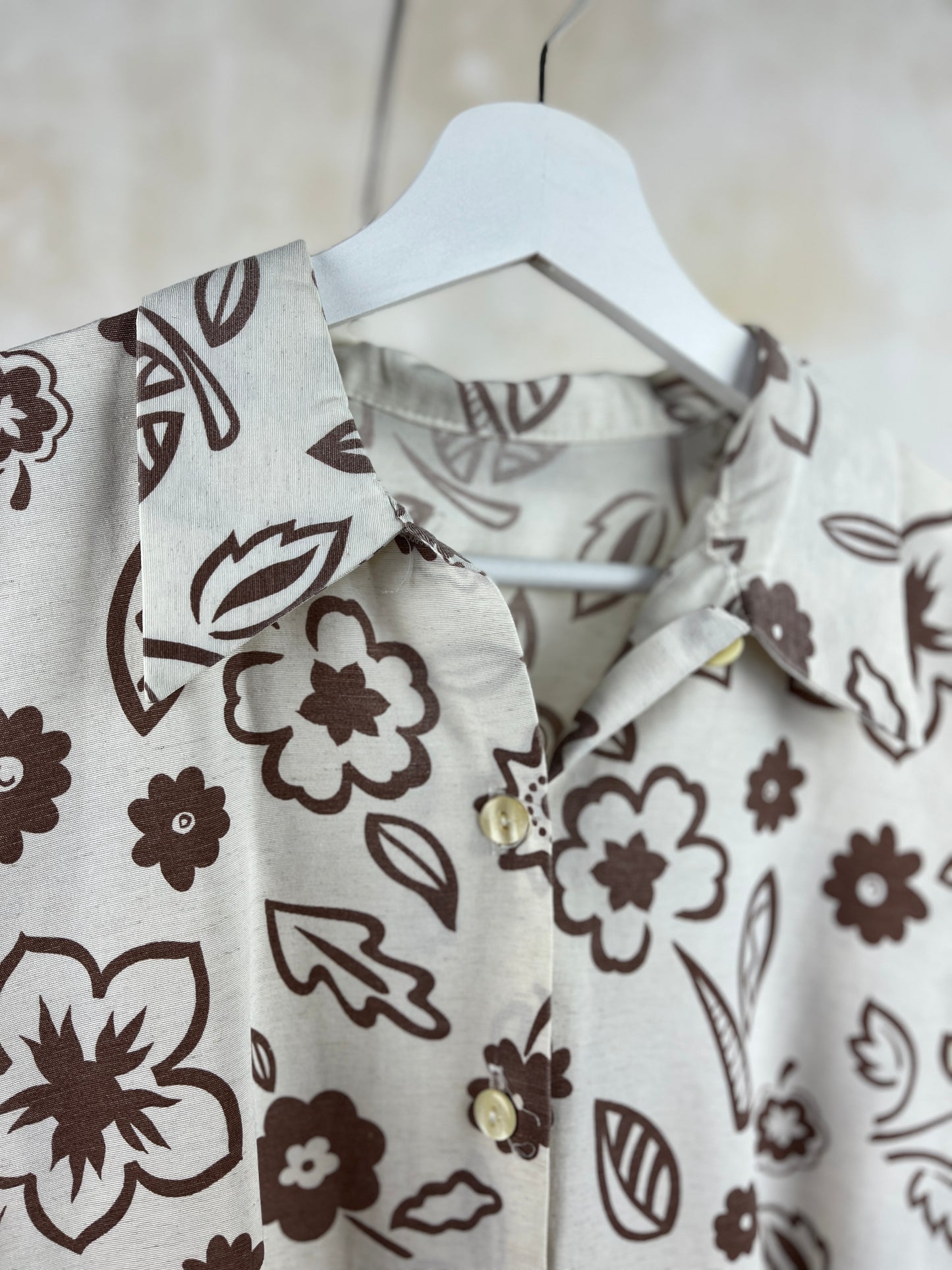 Chemise fleurs marron taille 40 - VINTAGE