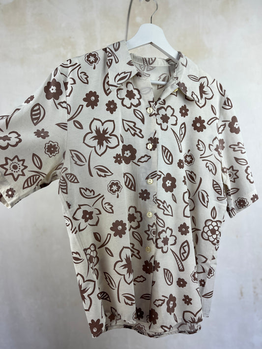 Chemise fleurs marron taille 40 - VINTAGE